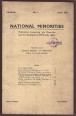 National Minorities. Publication concerning the Minorities and the development of Minority rights 1st Volume No. 1