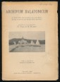Archivum Balatonicum. A Statione Biologica Balatonica Musei Nationalis Hungarici editum. Volumen I. 1926-1927