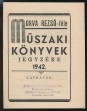 Morva Rezső-féle műszaki könyvek jegyzéke 1942.
