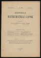 Középiskolai Mathematikai Lapok XXI. évfolyam 6. szám, 1914. január